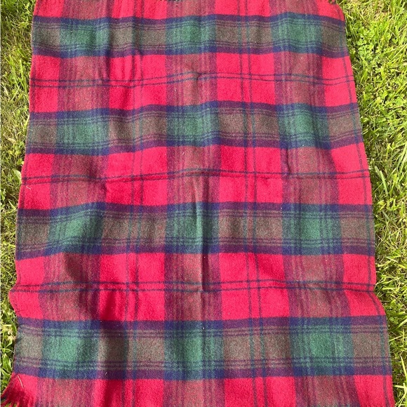 Vtg Scottish Glen Check Wool England Made Red Green Blanket Scarf Throw 46x35” - Picture 9 of 15